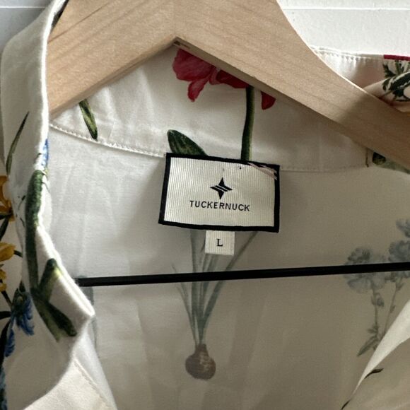 Tuckernuck Willow Floral 3/4 Sleeve Collared Crystal Button Popover Size Large. - Picture 2 of 11